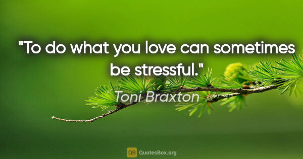 Toni Braxton quote: "To do what you love can sometimes be stressful."