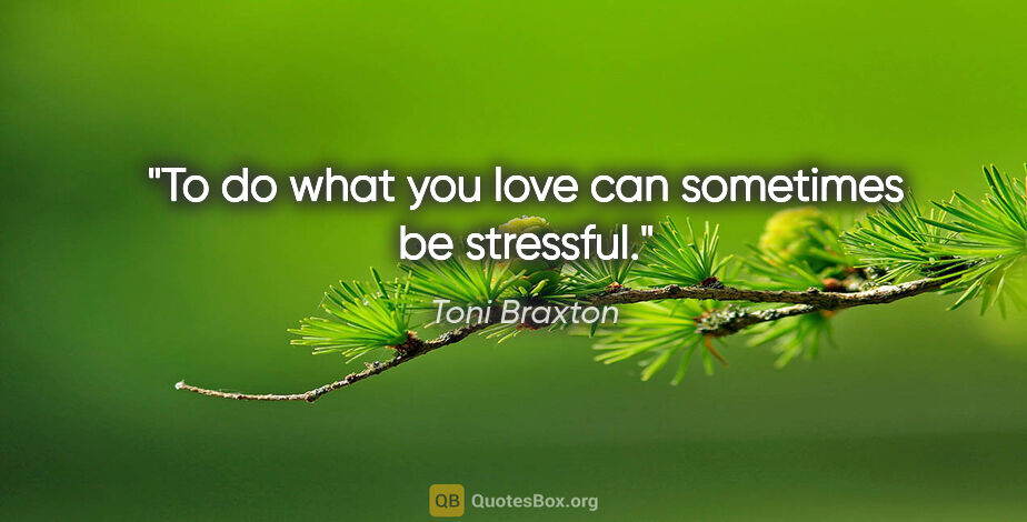 Toni Braxton quote: "To do what you love can sometimes be stressful."