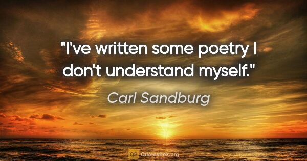 Carl Sandburg quote: "I've written some poetry I don't understand myself."