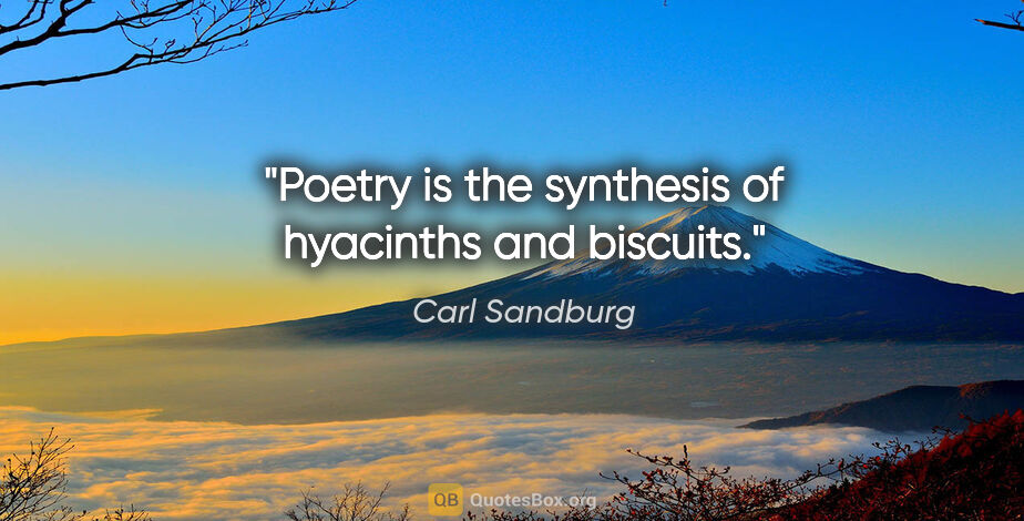 Carl Sandburg quote: "Poetry is the synthesis of hyacinths and biscuits."