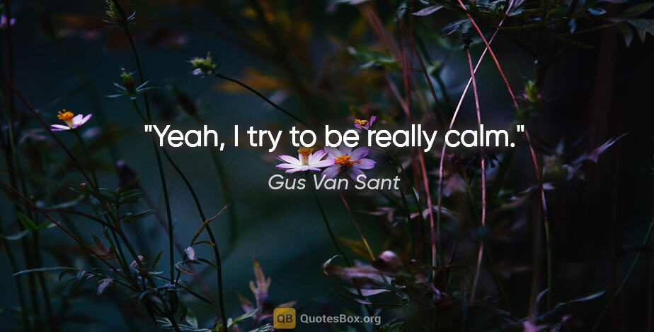 Gus Van Sant quote: "Yeah, I try to be really calm."