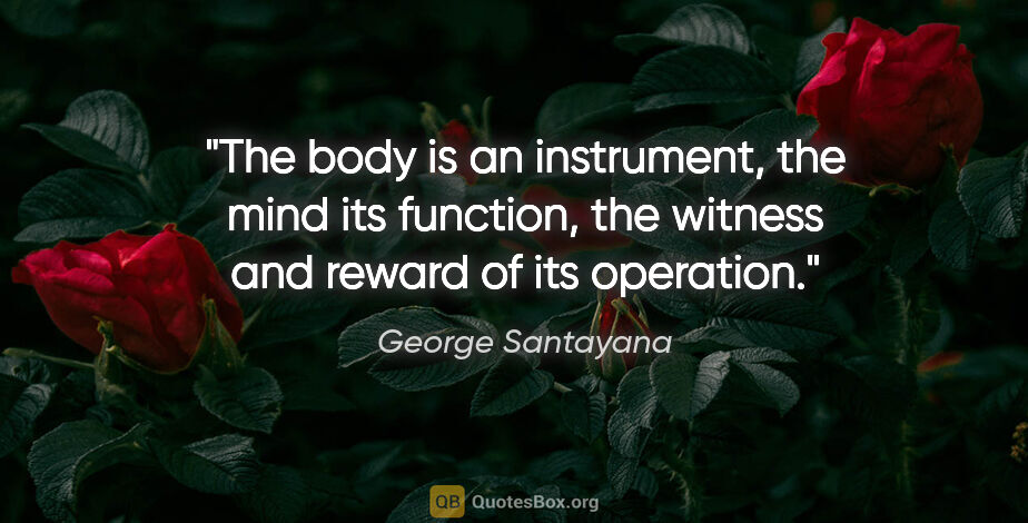 George Santayana quote: "The body is an instrument, the mind its function, the witness..."