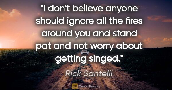 Rick Santelli quote: "I don't believe anyone should ignore all the fires around you..."