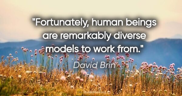 David Brin quote: "Fortunately, human beings are remarkably diverse models to..."