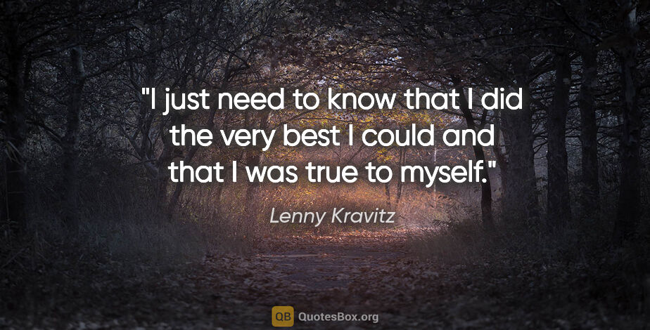 Lenny Kravitz quote: "I just need to know that I did the very best I could and that..."