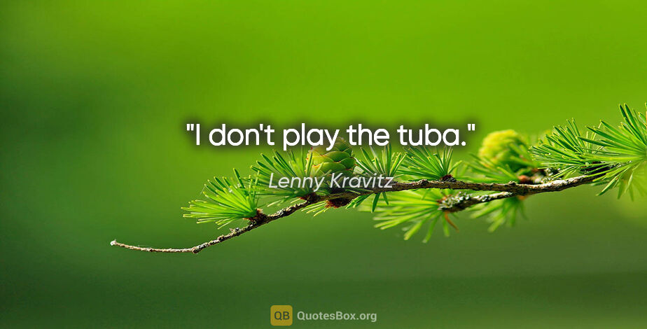 Lenny Kravitz quote: "I don't play the tuba."