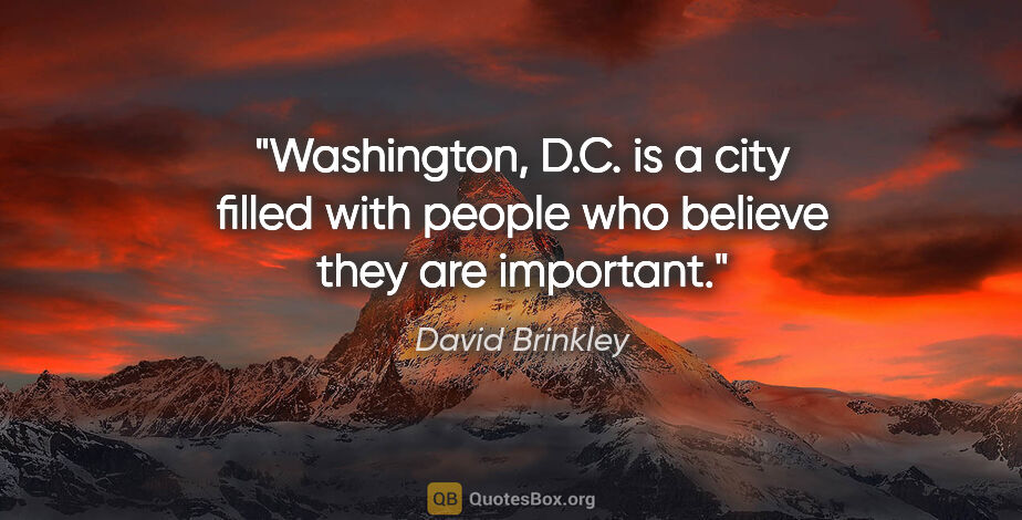 David Brinkley quote: "Washington, D.C. is a city filled with people who believe they..."