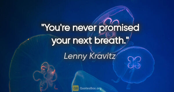 Lenny Kravitz quote: "You're never promised your next breath."