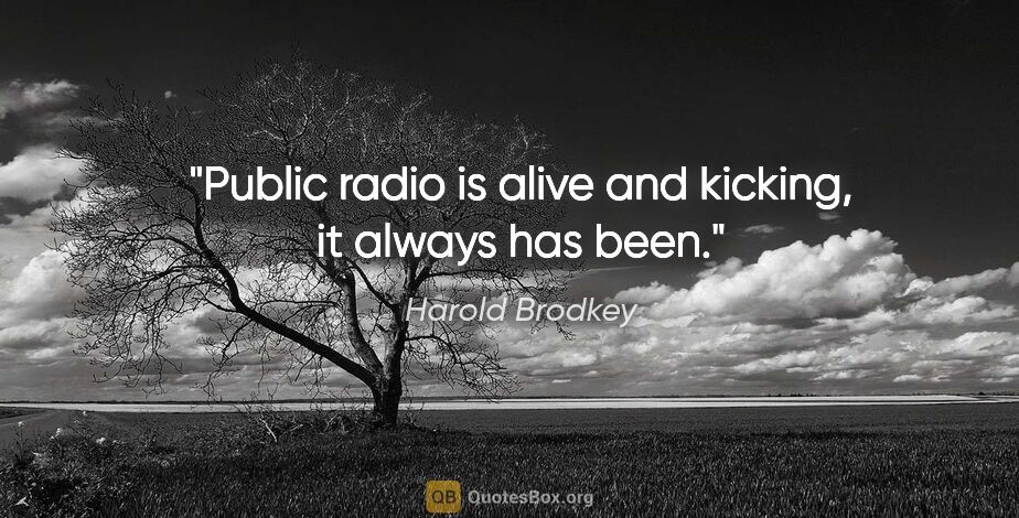 Harold Brodkey quote: "Public radio is alive and kicking, it always has been."