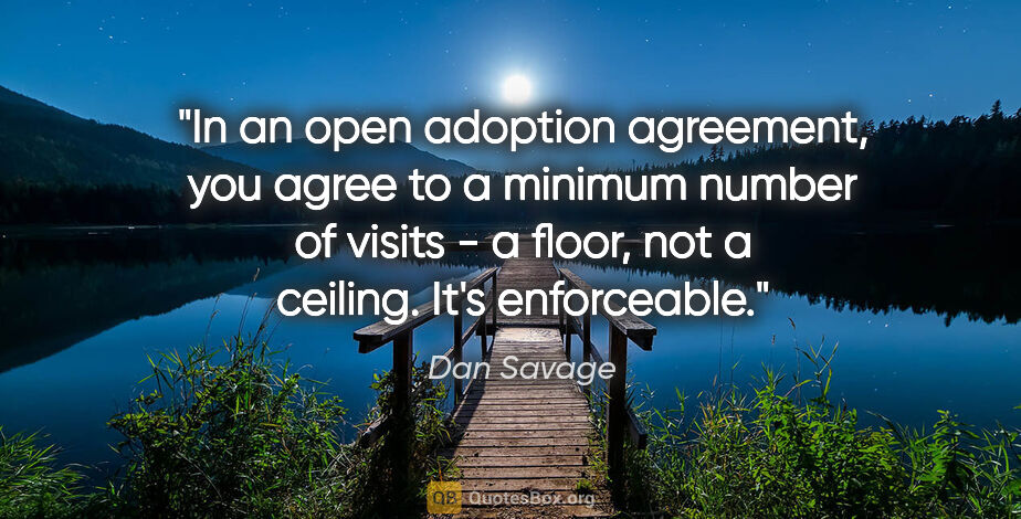 Dan Savage quote: "In an open adoption agreement, you agree to a minimum number..."