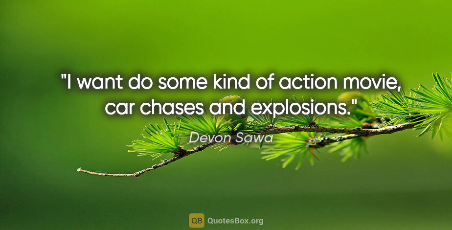 Devon Sawa quote: "I want do some kind of action movie, car chases and explosions."