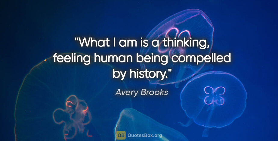 Avery Brooks quote: "What I am is a thinking, feeling human being compelled by..."