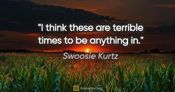 Swoosie Kurtz quote: "I think these are terrible times to be anything in."