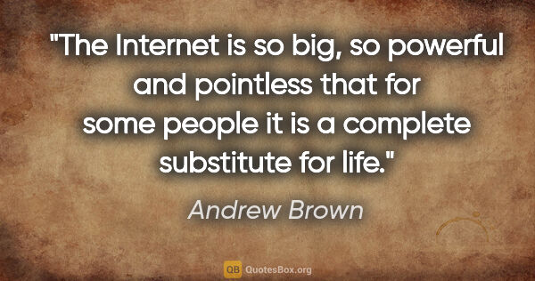 Andrew Brown quote: "The Internet is so big, so powerful and pointless that for..."