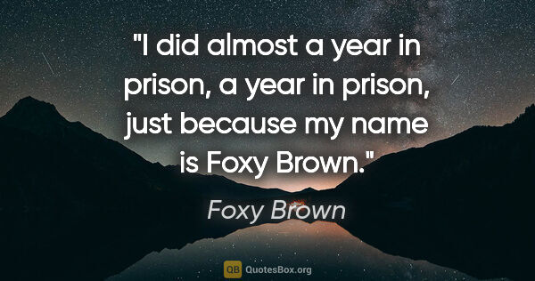 Foxy Brown quote: "I did almost a year in prison, a year in prison, just because..."