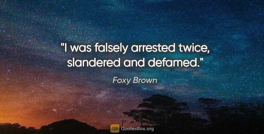 Foxy Brown quote: "I was falsely arrested twice, slandered and defamed."