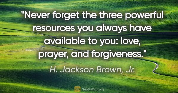 H. Jackson Brown, Jr. quote: "Never forget the three powerful resources you always have..."