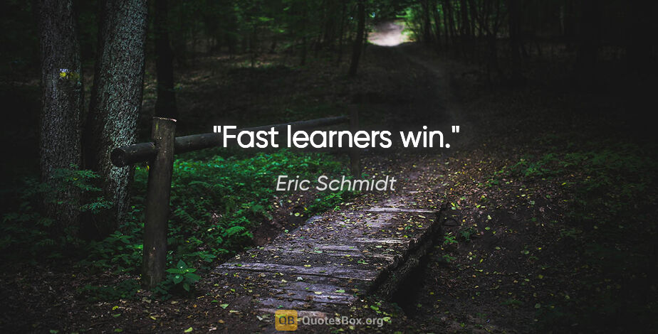 Eric Schmidt quote: "Fast learners win."
