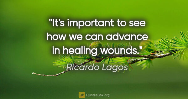 Ricardo Lagos quote: "It's important to see how we can advance in healing wounds."