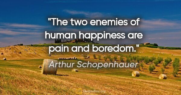 Arthur Schopenhauer quote: "The two enemies of human happiness are pain and boredom."