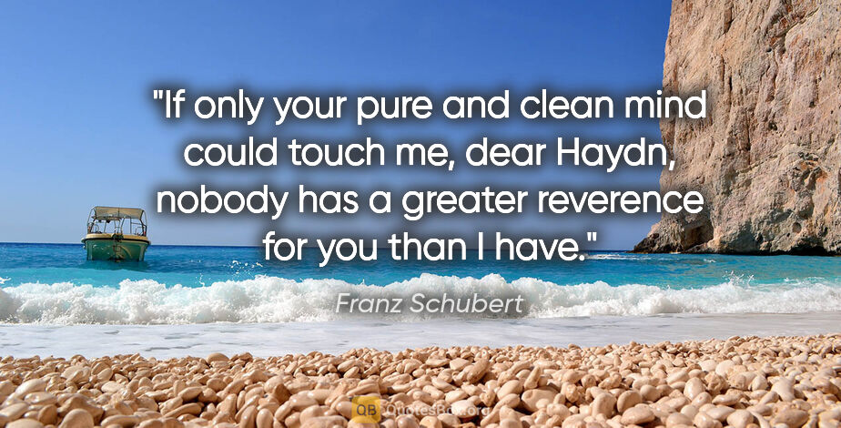 Franz Schubert quote: "If only your pure and clean mind could touch me, dear Haydn,..."
