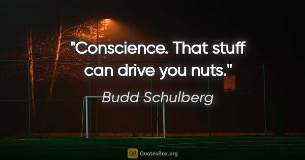 Budd Schulberg quote: "Conscience. That stuff can drive you nuts."