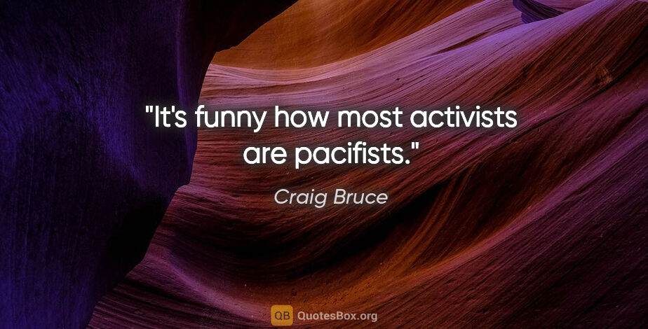 Craig Bruce quote: "It's funny how most activists are pacifists."