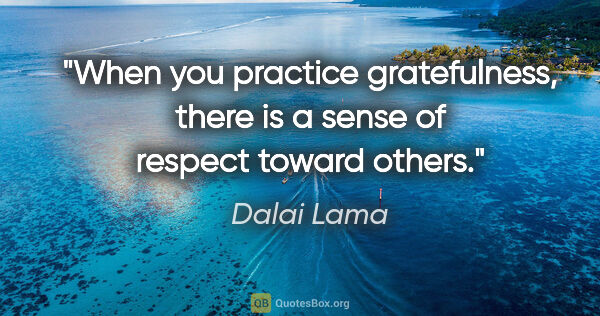 Dalai Lama quote: "When you practice gratefulness, there is a sense of respect..."