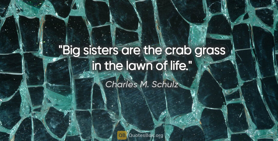 Charles M. Schulz quote: "Big sisters are the crab grass in the lawn of life."