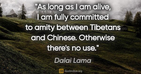 Dalai Lama quote: "As long as I am alive, I am fully committed to amity between..."