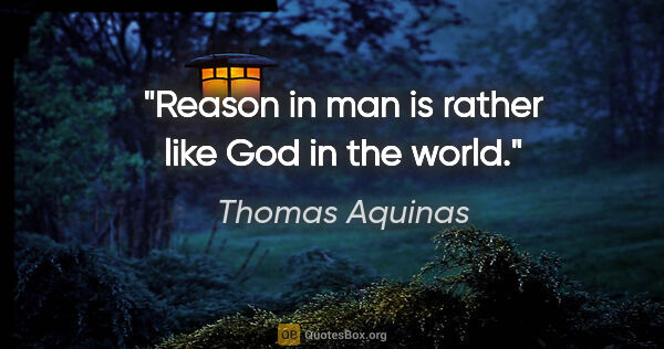 Thomas Aquinas quote: "Reason in man is rather like God in the world."