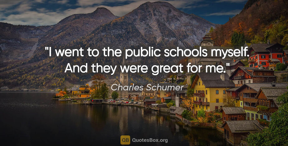 Charles Schumer quote: "I went to the public schools myself. And they were great for me."