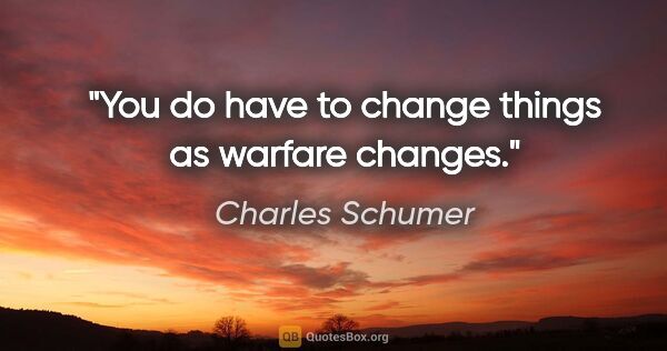 Charles Schumer quote: "You do have to change things as warfare changes."