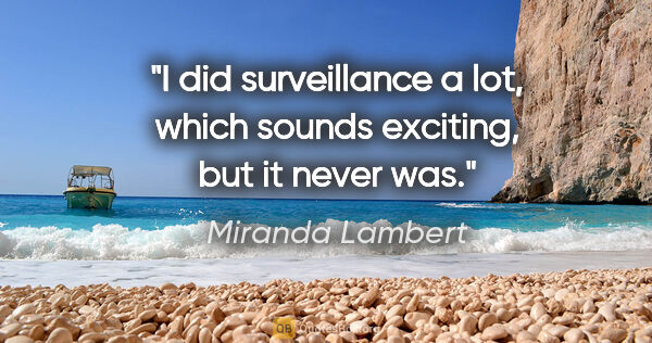 Miranda Lambert quote: "I did surveillance a lot, which sounds exciting, but it never..."