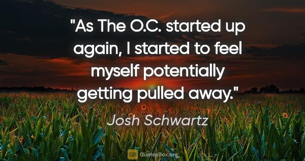 Josh Schwartz quote: "As The O.C. started up again, I started to feel myself..."
