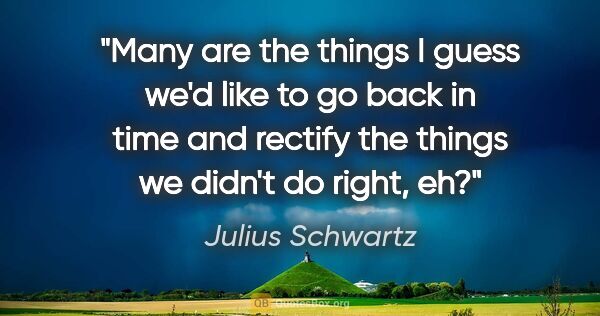 Julius Schwartz quote: "Many are the things I guess we'd like to go back in time and..."