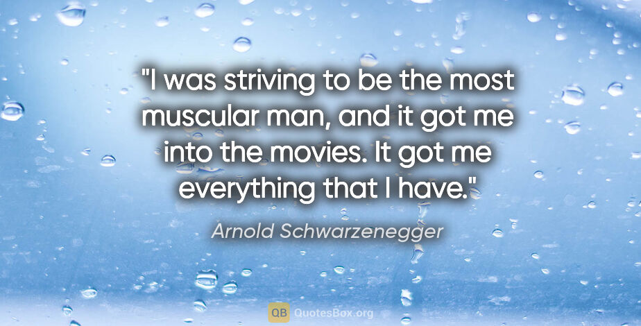 Arnold Schwarzenegger quote: "I was striving to be the most muscular man, and it got me into..."