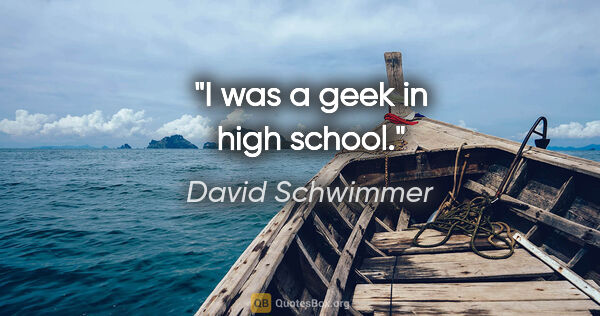 David Schwimmer quote: "I was a geek in high school."