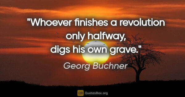 Georg Buchner quote: "Whoever finishes a revolution only halfway, digs his own grave."