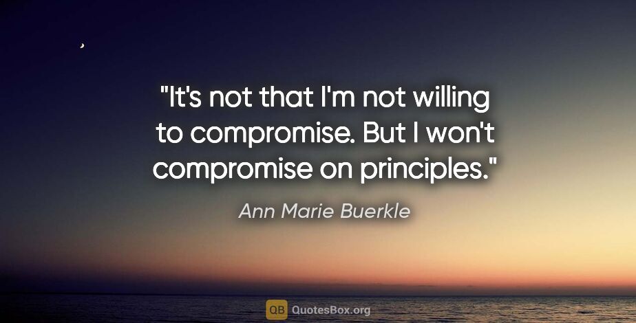 Ann Marie Buerkle quote: "It's not that I'm not willing to compromise. But I won't..."