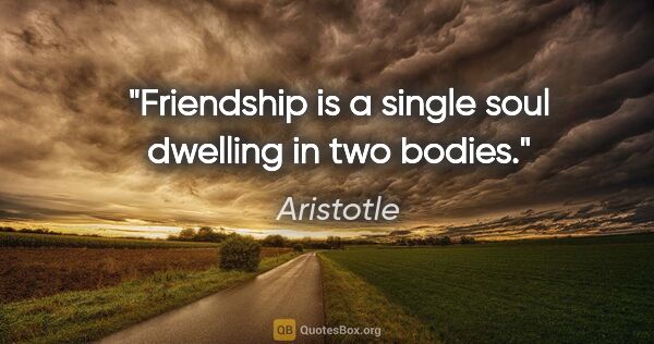 Aristotle quote: "Friendship is a single soul dwelling in two bodies."