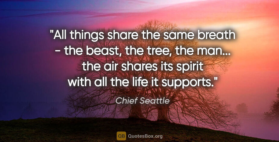 Chief Seattle quote: "All things share the same breath - the beast, the tree, the..."