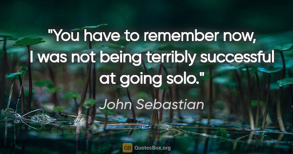 John Sebastian quote: "You have to remember now, I was not being terribly successful..."