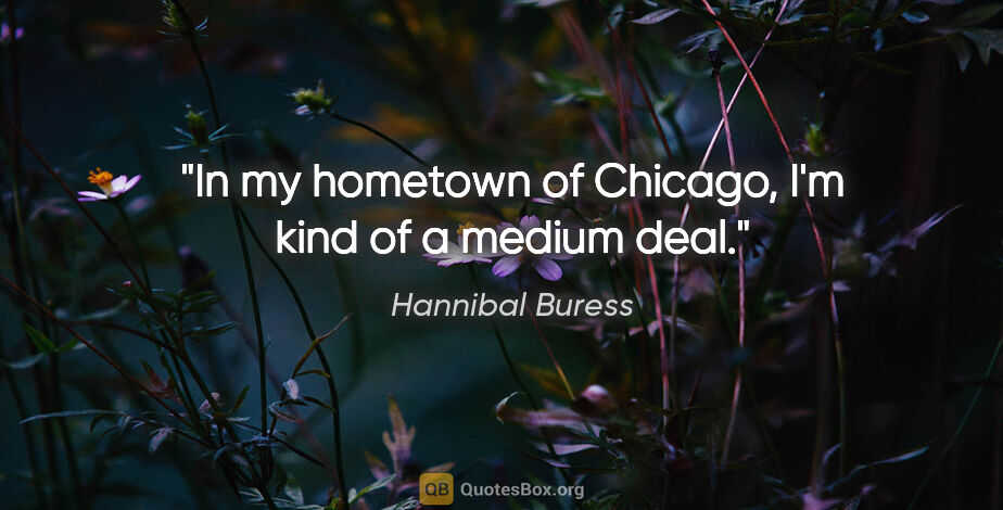 Hannibal Buress quote: "In my hometown of Chicago, I'm kind of a medium deal."