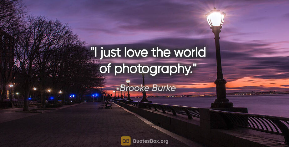 Brooke Burke quote: "I just love the world of photography."