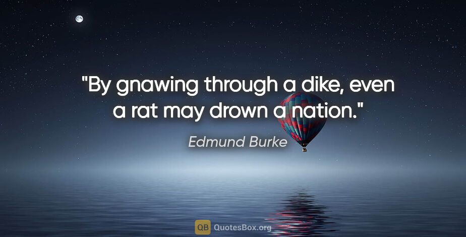 Edmund Burke quote: "By gnawing through a dike, even a rat may drown a nation."