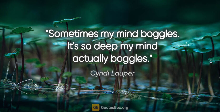Cyndi Lauper quote: "Sometimes my mind boggles. It's so deep my mind actually boggles."