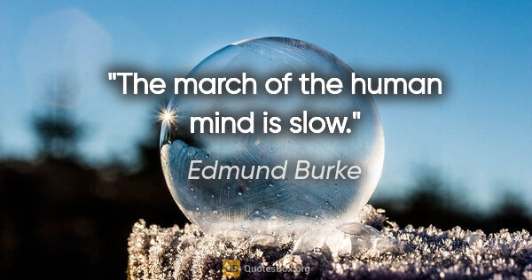 Edmund Burke quote: "The march of the human mind is slow."