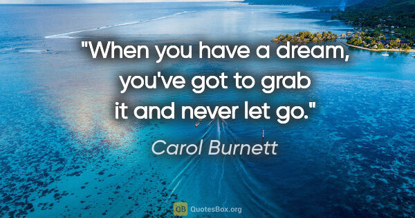Carol Burnett quote: "When you have a dream, you've got to grab it and never let go."