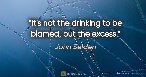 John Selden quote: "It's not the drinking to be blamed, but the excess."